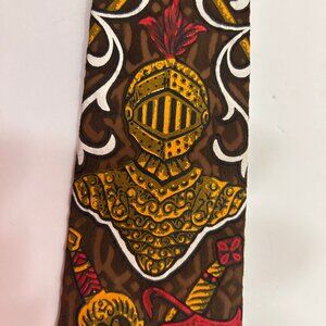 Vintage Spanish Suede Novelty Tie w/Fringe - Medieval Knight - RARE
